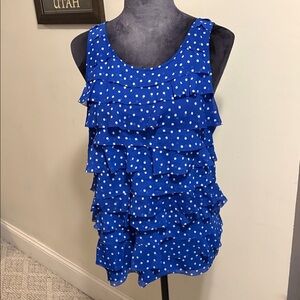 Elle Royal Blue Polka Dot Ruffle Tank Top